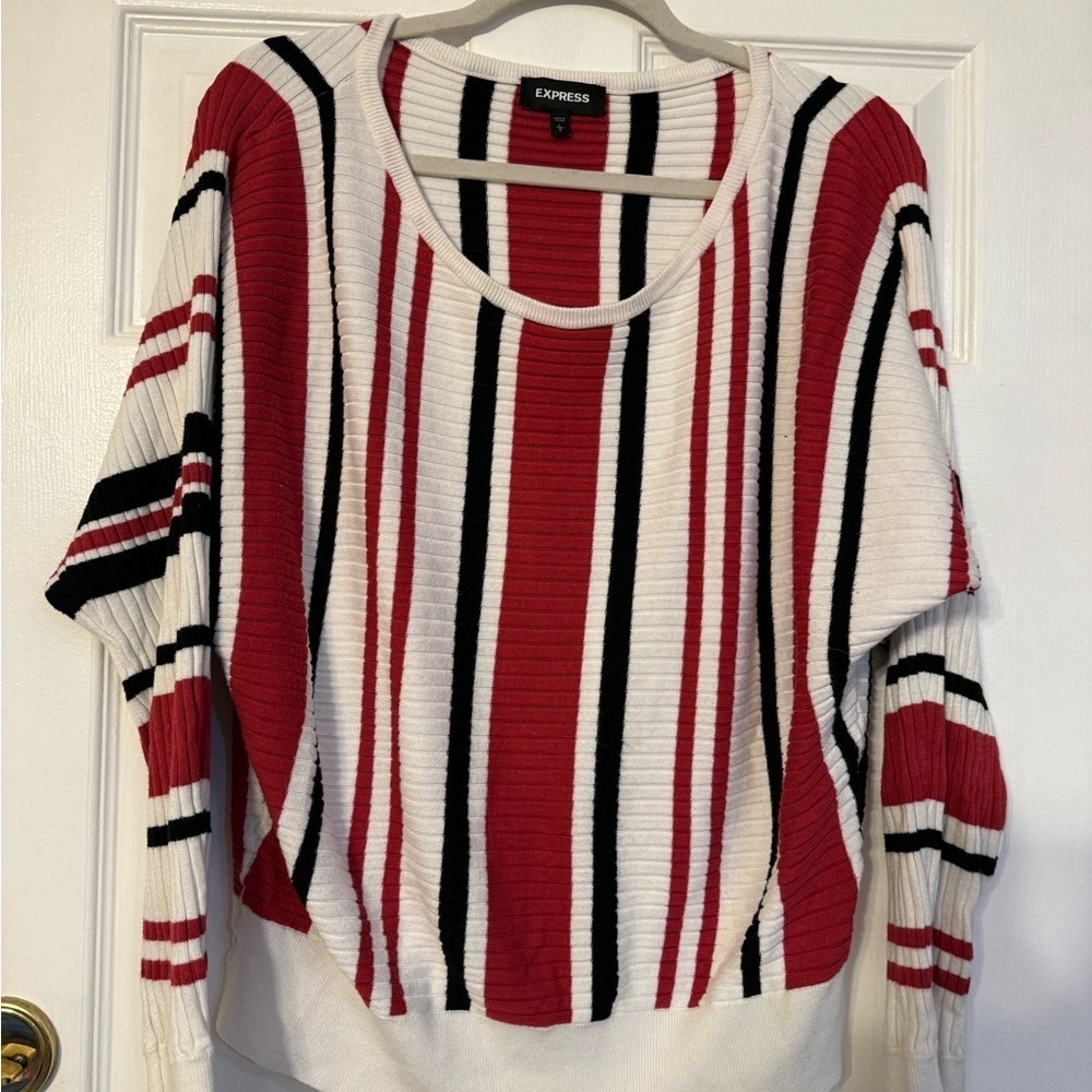 Express Women's Bold Striped Sweater - Pink,Black, White